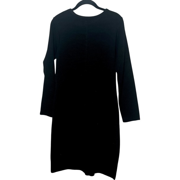 Vintage Nina Leonard Black Dress Sweater Bodycon Long Sleeve Knee Length Medium - Picture 4 of 8